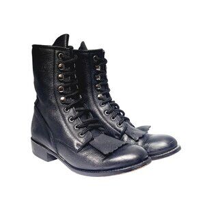 Vintage Durango Black Kiltie Leather Ankle Booties - Size 7‎